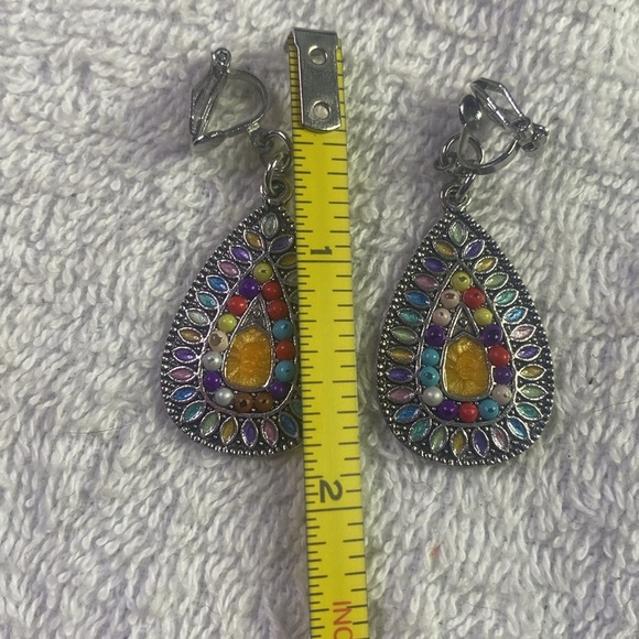 Vintage Boho Teardrop Clip-On Earrings # 04 - Picture 7 of 8